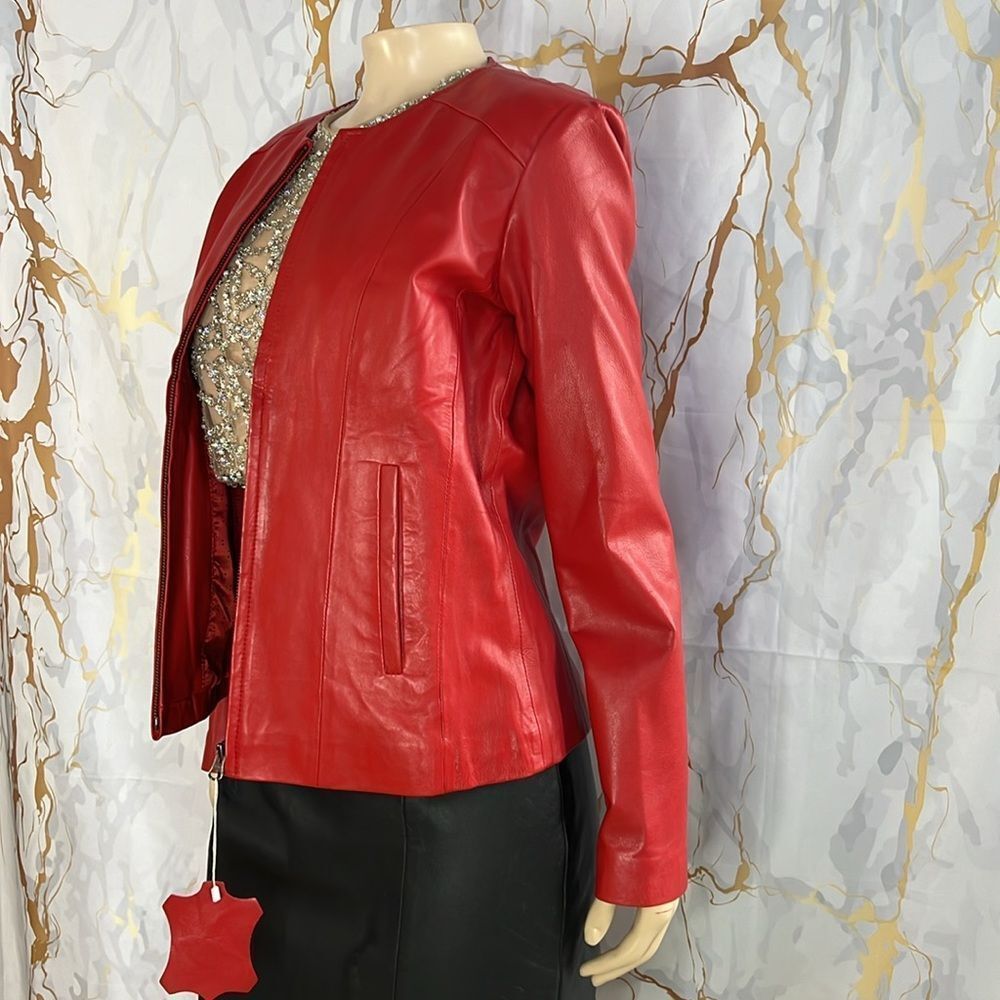 Aaron Craft Red Leather Jacket - image 5